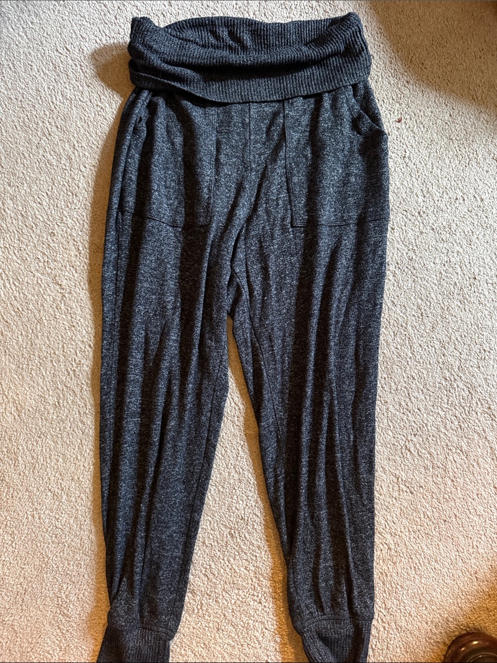 aerie Dark Gray Fold-Over Waist Knit Joggers